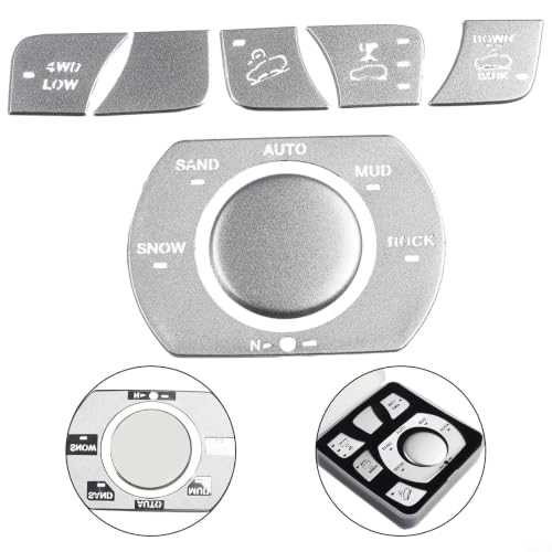 Cubierta de botón 4WD en aleación de aluminio plata para interior de Jeep Grand 2016+ 5