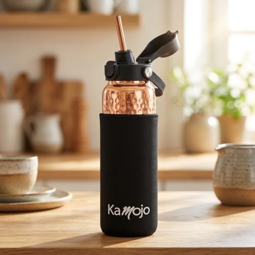 Kamojo Pure Copper Water Bottle for Drinking...