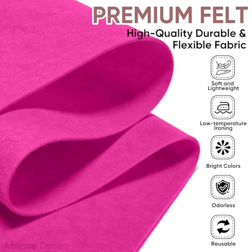 Image of Soft Felt Fabric Sheet 18 inch x 36 inch, 1.6mm Acrylic Craft Felt, Fuchsia
