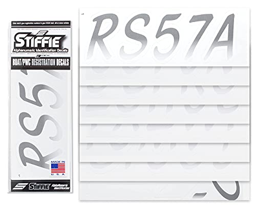 Image of STIFFIE Whipline Carbon /White 3 inch Boat & PWC Registration Decals • Numbers Letters Stickers