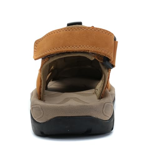Mens Leather Sports Sandals For Men Closed Toe Hiking Outdoor Athletic Casual Walking Sandals Water Shoes Summer Fisherman Sandal Handmade3