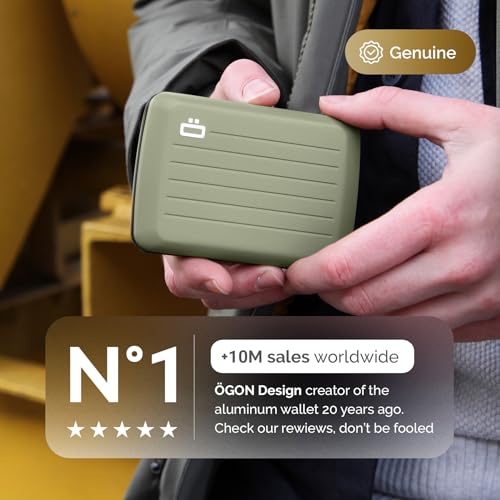 ÖGon Smart Wallets - Portafoglio Stockholm V2 In Alluminio - Chiusura In Metallo - Porta Carte A Prova Di Rfid - Capacità Fino A 10 Carte E Biglietti (Cactus Green Vernice Opaca) - 3