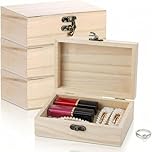 Eulihent 4 Pcs Wooden Box with Hinged Lid 15x10x5cm Small Wooden Memory Box Unfinished Wooden Box with Locking Clasp for Home Table Decoration Keepsake