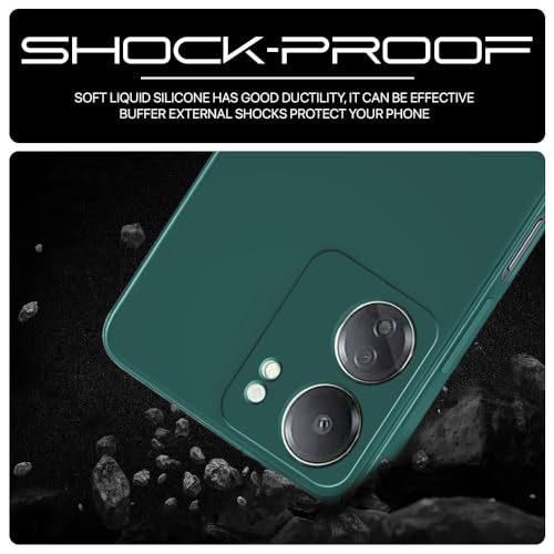 Image of WOW IMAGINE Back Cover for Xiaomi Redmi 13C 4G | Poco C65 | Ultra Slim Soft Rubberised Case | Inner Velvet Fabric Lining | Matte Silicone Flexible Mobile Case | Camera Protection - Green