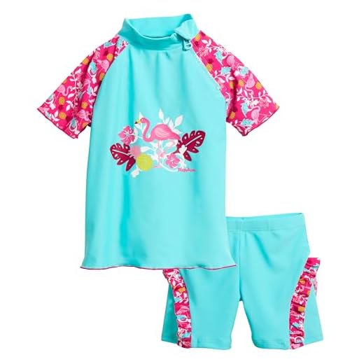 Damen Wellen Punkt Hoher Taille Hose Gepolstert Push Up Padded Bikini Set Große Größen Tankini Zwei Teilige Bademode Badeanzug Bohemien Punkte Bikini Sets Strandanzug Badeanzüge Bademode 2 Playshoes Baby-Mädchen Uv-schutz Bade-set Flamingo Badebekleidungsset, Türkis (Türkis 15), 110/116
