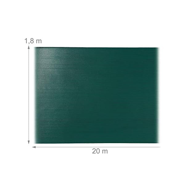 Relaxdays Zaunblende, Sichtschutz für Zaun & Balkongeländer, HDPE Gewebe, UV-stabilisiert, wetterfest, 1,8 x 20 m, grün – Bild 5