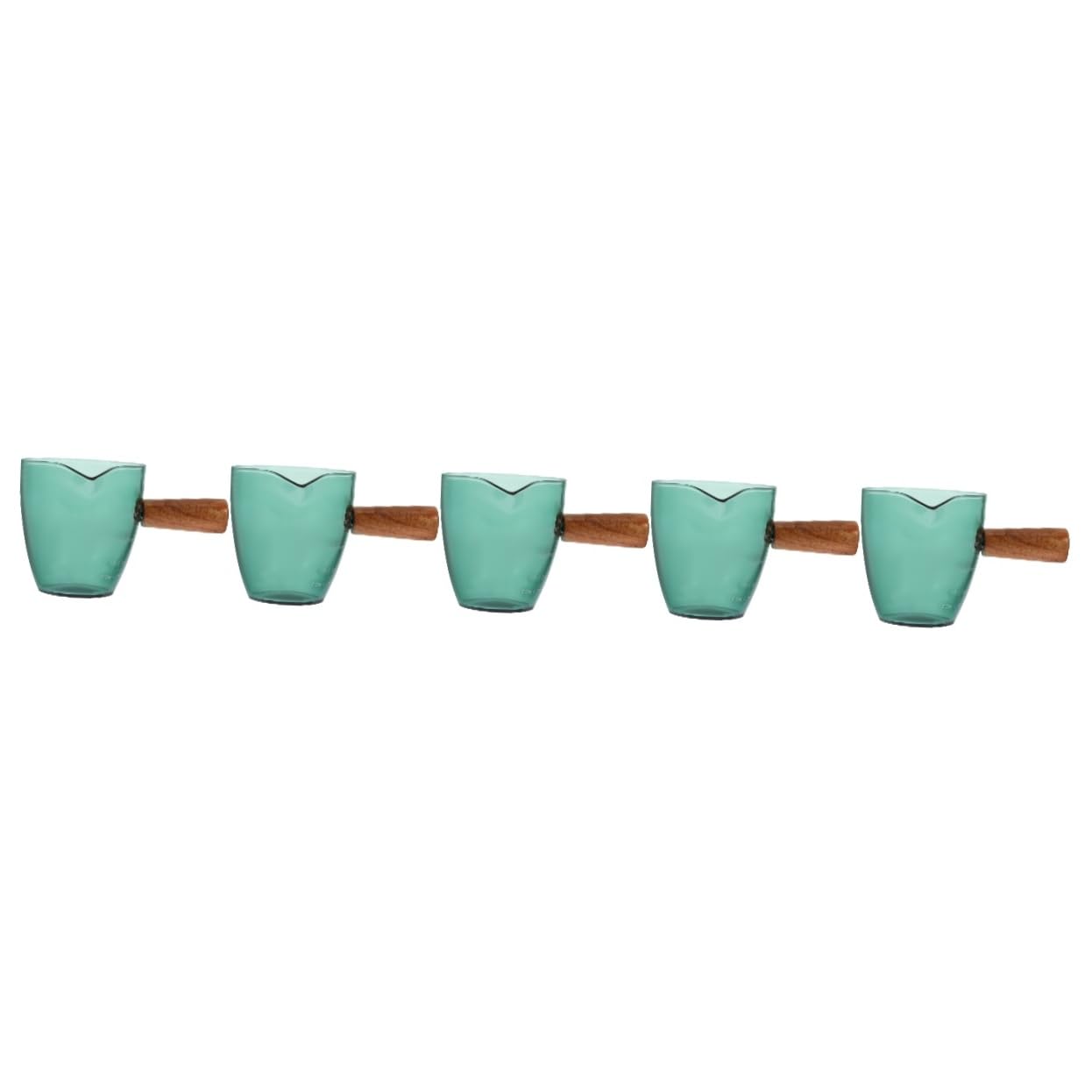 PartyKindom 5pezzi Bicchiere Da Caffè Con Manico Legno Misurino Per Latte e Caraffa Per Casa e Ristoranti Design Ergonomico Per Versare Facilmente