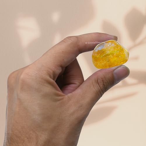 Image of Certified Tangerine Aura Quartz Crystal Healing Tumbled Stone, Natural Polished Crystals for DIY Crafts, Manifestation, Meditation, Pooja Feng Shui and Reiki Healing (30 Grams)