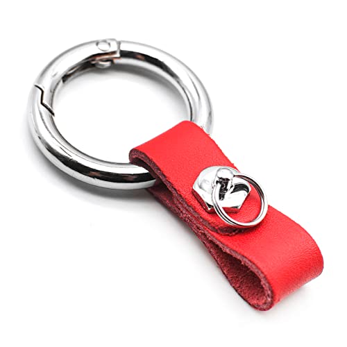 Key Chain Car Key Clip Quick Release Leather Car Keychain For Men And Women - Red Color, With Anti-Lost Ring, Short #TOP6