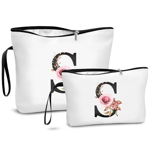 DBPBToU A-Z Set 2 Beauty Case Donna, Trousse Trucchi Per Viaggio, Idea Regalo Personalizzata Con Lettere, Regali Donna Per Compleanno (S)