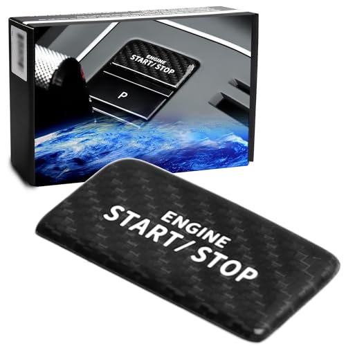 iJDMTOY Euro Style Gloss Black Real Carbon Fiber Keyless Engine Start/Stop Push Start Button Cover Compatible with 2022-up MK8 Golf/GTI