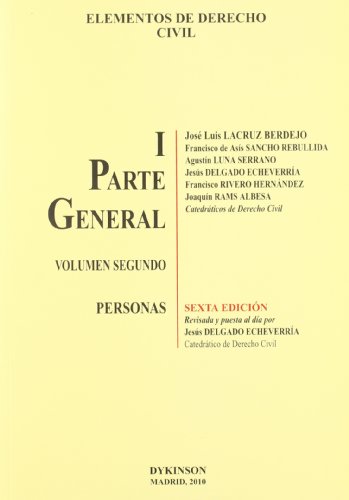 Portada de Elementos de Derecho Civil I. Parte general. Volumen 2º. Personas: 1