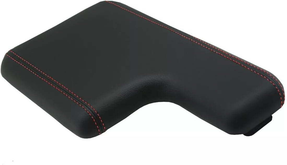 PVC Console Lid W/Cupholder Cover Compatible with Ford Ranger 2000-2006 (Black, Red Stitch)