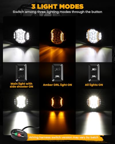 Image of Auxbeam V-Ultra Series 7 inch Round LED Off-Road Lights with Amber DRL 2-Pack | 3 Lighting Modes, 270 Side Shooter, Far & Wide Vision, 226W 26800LM, Light Covers, Driving Spotlight, for Jeep Ram Bronco