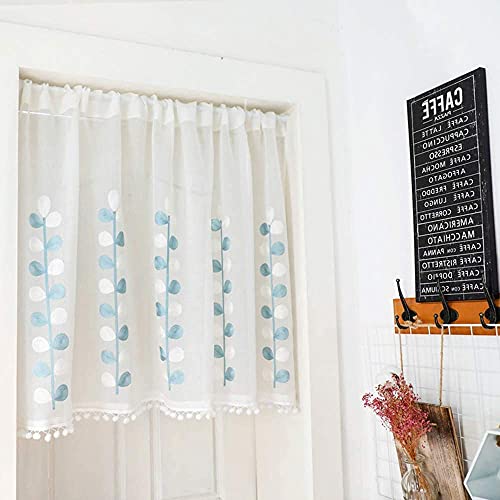 Weißer Bistrovorhang, bestickter Kaffeevorhang, moderner, kurzer Vorhang,...