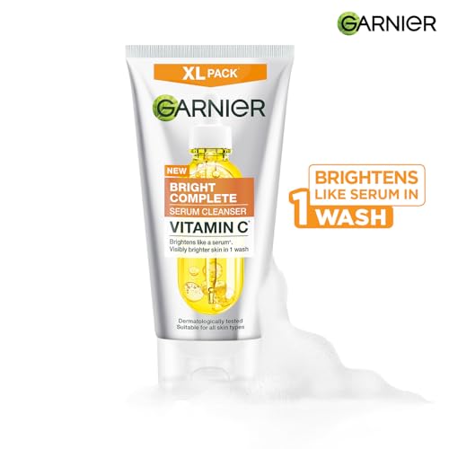 Image of Garnier Bright Complete Serum Cleanser 150gm | Deep Cleansing Face Wash with Vitamin C for Brighter, Radiant Skin
