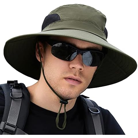 Sireck Sun Hat for Men Women, UPF50+ Fishing Hat, Sun Protection Bucket Hats Wide Brim Safari Hat Boonie Hat for Hiking Beach, Army Green, One size Cover
