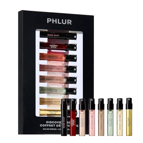 Image of PHLUR Fragrance Discovery Set (2026) - 8pc Perfume Sample Set | Features New Releases Cherry Stem, Afterglow and Honey Moon - 2mL Each, Mini Perfume Fine Fragrance Samples