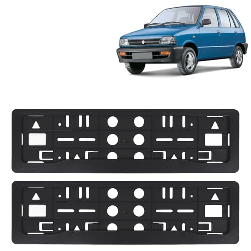 Image of KINGSWAY 800 Car Number Plate Frames for All 2000 to 2014 Models of Maruti Suzuki Car Registration Plate Holders, Black Licence Plate Covers (Front and Rear), Universal Size 51.5 x 14.5 cm