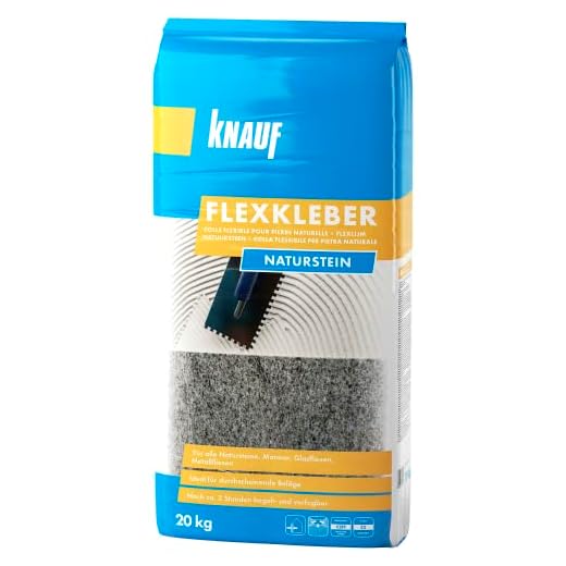 Knauf Flexkleber Naturstein 20-kg – Marmor-Klebstoff und Fliesen-Kleber zum Verlegen von Glas-Fliesen, Glas-Mosaik und Marmor, innen und außen