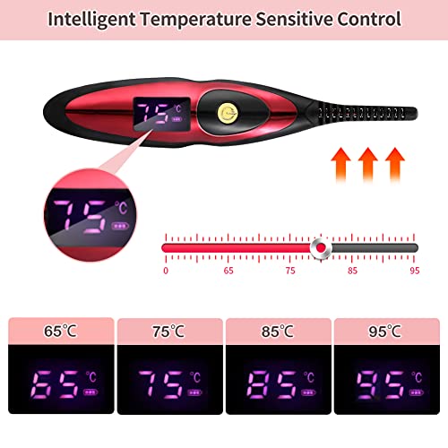 Wjiang Heated Eyelash Curler, Portable Usb Rechargeable Lash Curler, 2 In 1 Duble-Sided Electric Eyelash Curler Kit With Eyelash Comb, Long Lasting Eye Beauty Makeup Tool, 4 Temperature Adjustable #TOP5