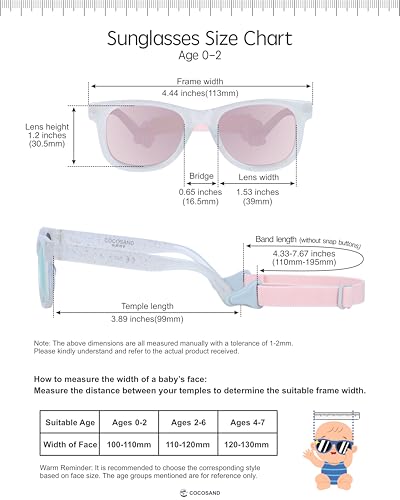 Image of COCOSAND Flexible Polarized Baby Sunglasses with Strap | UV Protection, Bendable, For Toddler Infant Newborn Girl Boy, Age 0-24 Months