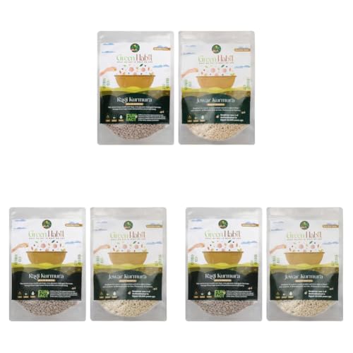 Image of Greenhabit Jowar & Ragi Kurumura Combo a.k.a Sorghum Puff & Finger millet Puffs for Healthy Breakfast Snack Food (Puffed Jowari 200g & Puffed Ragi 200g pack each) (Pack of 3)