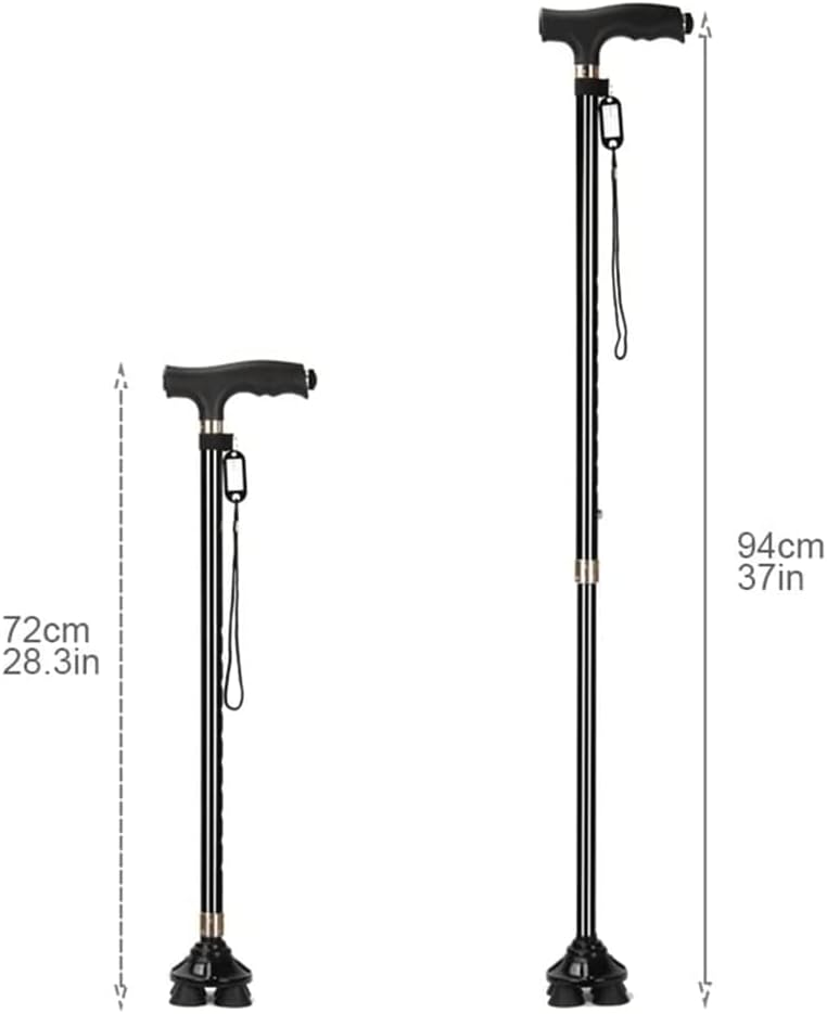 Senior Crutches with Led Light and Wrist Strap Walking Sticks Aluminum Ergonomic Canes for Adult Men Women/Red