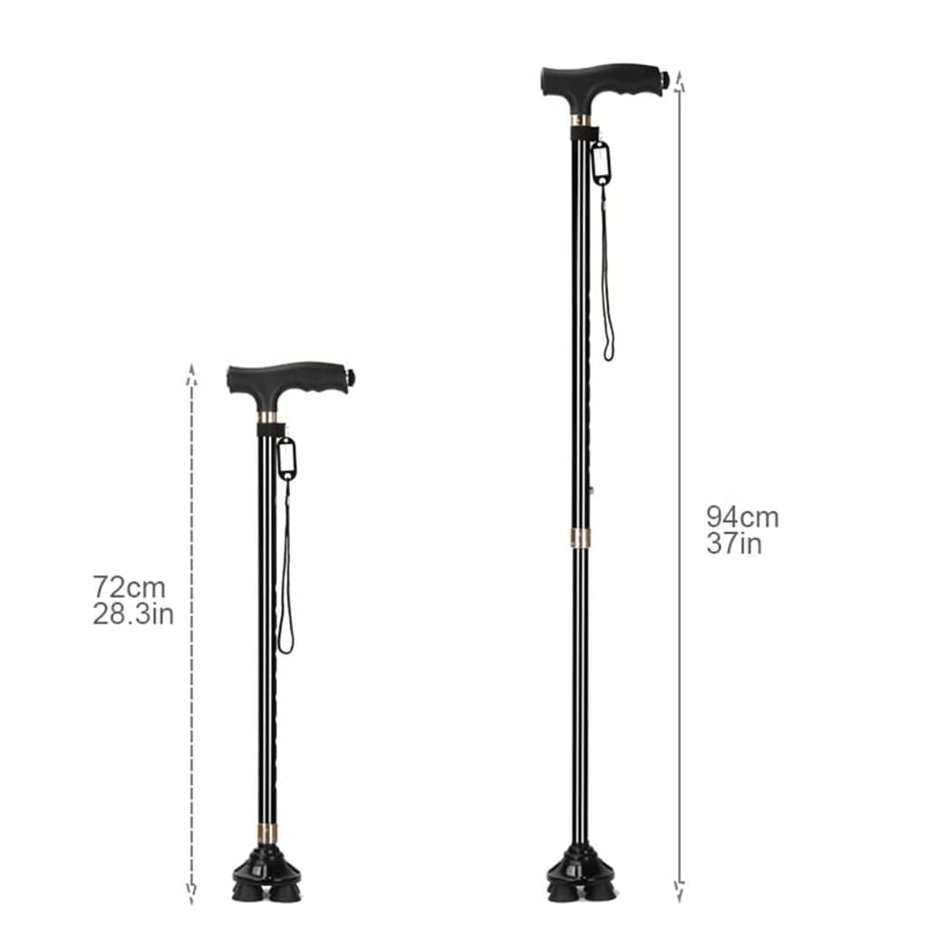 Muletas para Personas Mayores con Luz Led Y Correa para La Muñeca Bastones Bastones Ergonómicos De Aluminio para Hombres Adultos Mujeres/Negro