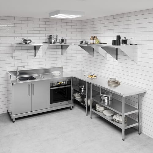 Image of AmGood 24 in. x 24 in. Stainless Steel Wall Shelf | NSF | Metal Shelving | Garage, Laundry, Storage, Utility Room | Restaurant, Commercial Kitchen