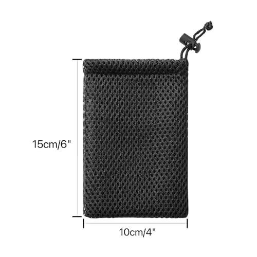 Nylon Mesh Drawstring Bag, 5 x 3.5 Inch Small Storage Pouch String Bags for Mini Stuff MP3 Charger Earphone Key (Black, 5.9x4 Inch-12Pcs)2