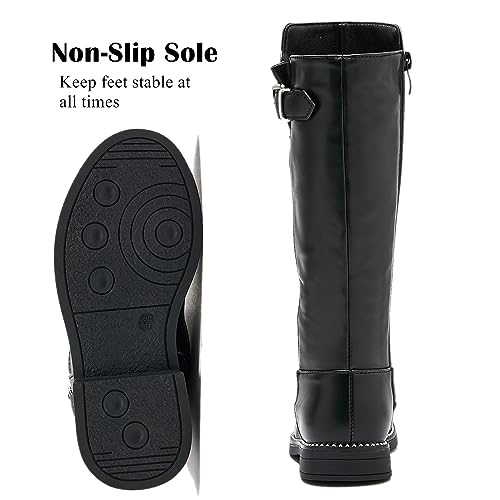 DADAWEN Girls Waterproof Leather Zipper Fur Lined Knee High Winter Riding Boots (Toddler/Little Kid/Big Kid) 5