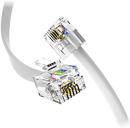 (2 Pack) 12 Inches Short Telephone Cable Rj11 Male To Male Phone Line Cord (1 Foot, White)