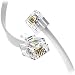 (2 Pack) 12 Inches Short Telephone Cable Rj11 Male To Male Phone Line Cord (1 Foot, White)