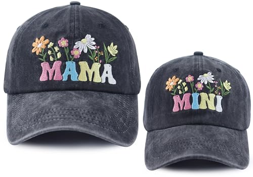 Mama and Mini Hats for Women Girls, Flower Decor Mom and Daughter Outfits Baseball Cap