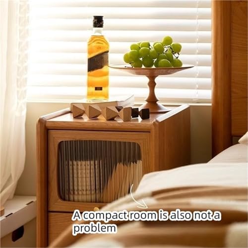 Mid-Century Modern Nightstand - Real Oak Wooden Bedside Table with Storage - Stylish End Table & Coffee Table for Bedroom, Living Room - Durable, Versatile Design