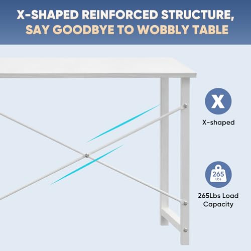 Image of DUMOS 32 Inch Small Computer Desk, Gaming Desks for Home Office Bedroom | Modern Study Writing Work Table, Craft PC Desk Simple Workstation with Reinforcement Structure, Modern White