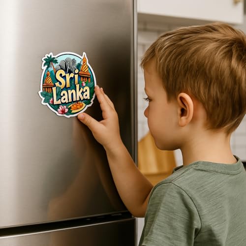 Image of Naxon Sri Lanka Country Theme Souvenir Wooden Refrigerator Stylish Fridge Magnet - Fridge Decoration Magnet for Kitchen & Home Decor | Perfect Souvenir Gift | Size 3x3 Inches | Pack of 1