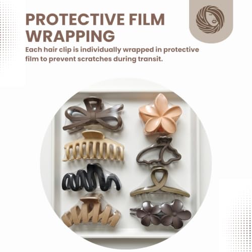 Image of Hair Claw Clips for Women and Girls | 4 Pc Large Strong Grip Matte Jaw Clip