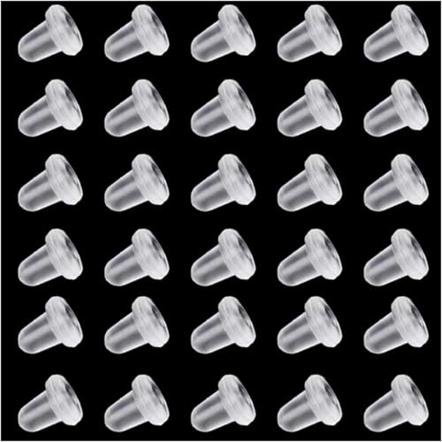 HQ-CLOUD Lot de 100 Poussoir Poussette Embout Clous d'Oreilles apprêt 4mm,Fermoirs attache de Boucles d'Oreilles Silicone,Bouchon pour Boucle d'oreille Clous...