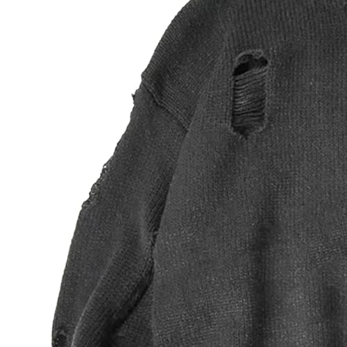 Men's Ripped Sweater Male Long Sleeve Distressed Round Neck Tops Man Vintage Graphic Streetwear Pullovers4