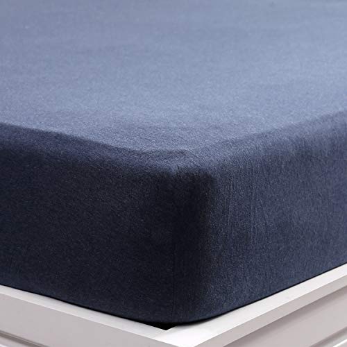 Drap-housse jersey coton King bleu marine idéal pour des nuits douces