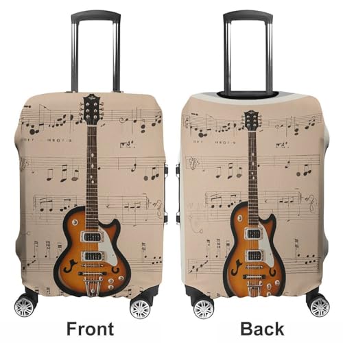 Musical Guitar Print Luggage Cover, Washable Elastic Suitcase Cover Protector Fit 18-32 Inch Luggage3