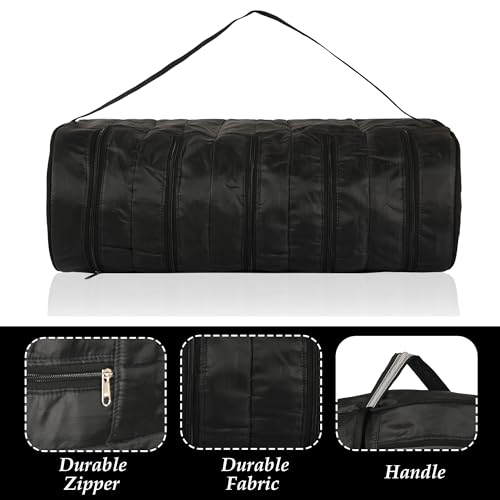 Image of Kuber Industries Parachute Shoe Bag for Travel with 3 Layers | Foldable Travelling Shoe Bag /Pouch /Cover for Storage Sneakers and Sandals | Black