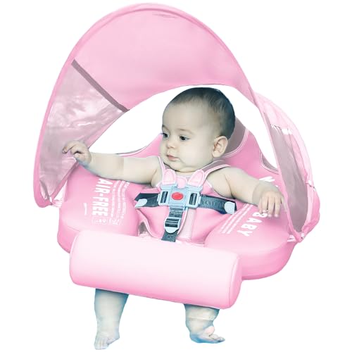 Image of Mambobaby Float with Canopy Size Improved Non Inflatable Infant Baby Pool Float Smart Mambo Float Swim Trainer Add Tail Baby Swim Float Mambo Baby Float Solid Air Free Water Waist Swimming Ring