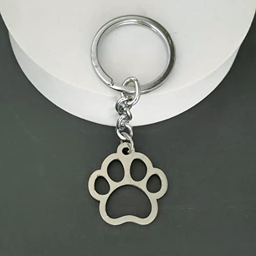 Image of M Men Style Personalised Dog Paw Print Silver Stainless Steel Keychain For Men And Women LCK061