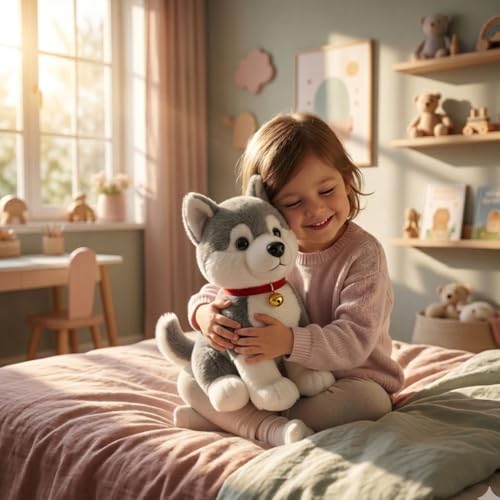 Image of Husky Dog 30cm | Ultra Soft Plush Stuffed Toy | Cute Hugging Pillow | Gift for Kids Boys Girls