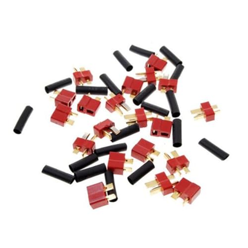 Amosfun 10 paires Lot Connecteurs T Mâle et Femelle de type Standard avec Gaine Isolante Rétractable pour Batterie Lipo Rc Courant Max Cuivre Plaqué Or Ignifuge Compatible Voitures