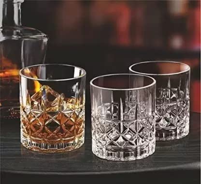 Sivam Enterprise GK Whisky Glass 325ML 6PCS || Crystal Cut Barware Drinking Glasses for Whisky, Bourbon, Wine, Cocktail Drinks - Transparent Old Fashioned