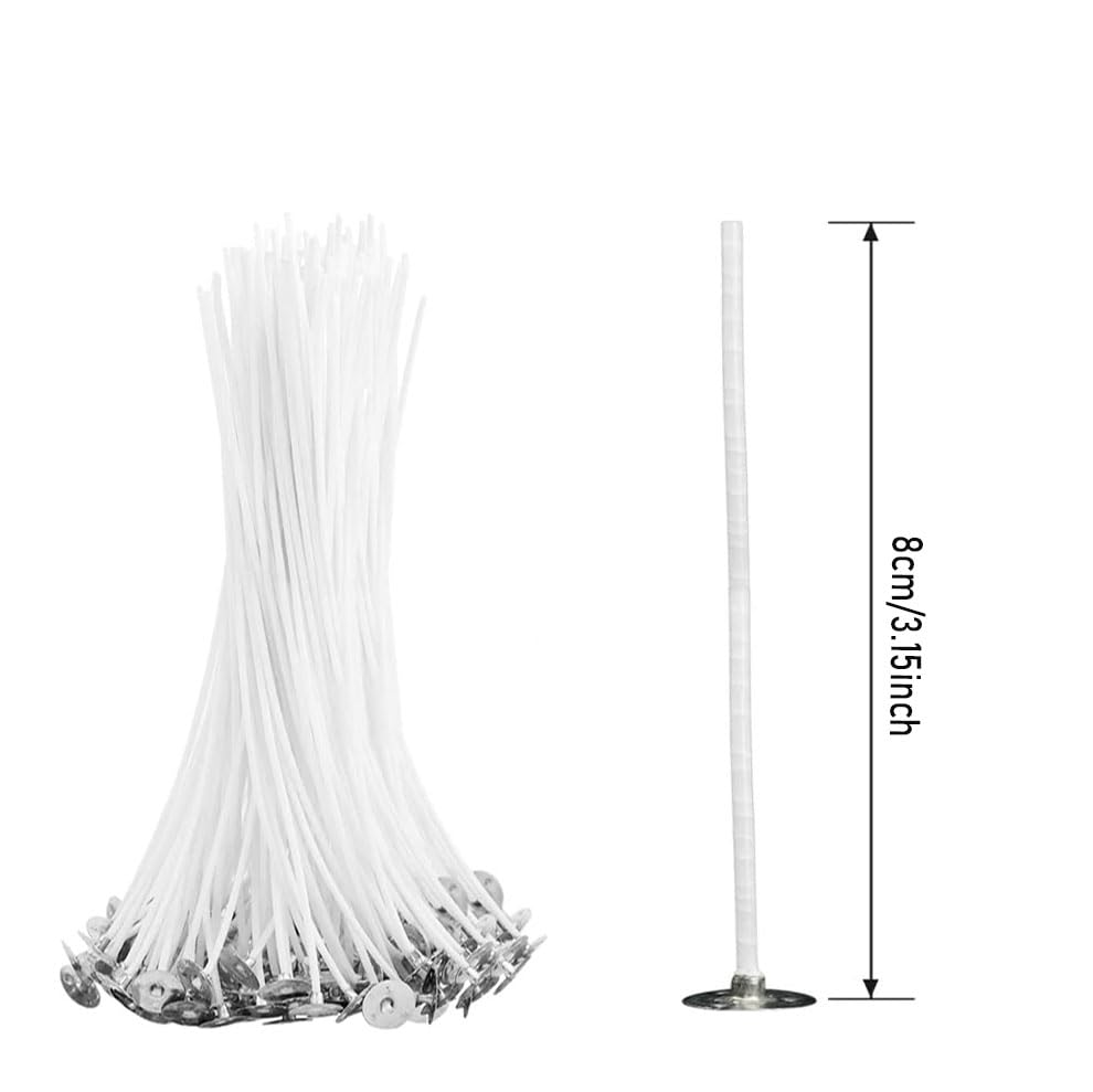100 piezas de mechas de algodón de 8 cm para velas miniatura 2